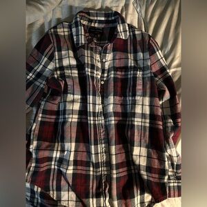 Banana Republic Women's Plaid Button Down Shirt - Red, Black, White